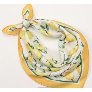 Citrus Print Satin Scarf** 20” Square Hair Tie Neck Wrap Accessory